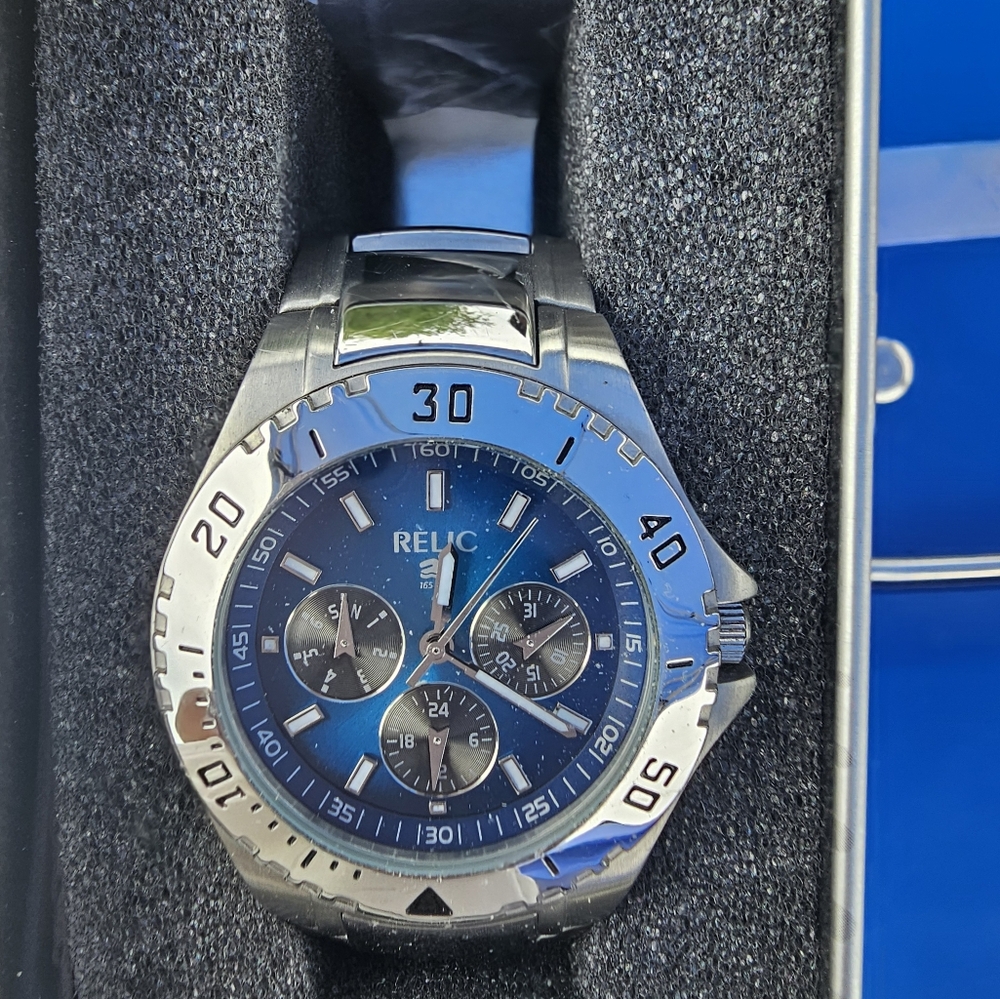 Relic Wet By FOSSIL Men's Silver and Blue Chronograph Watch